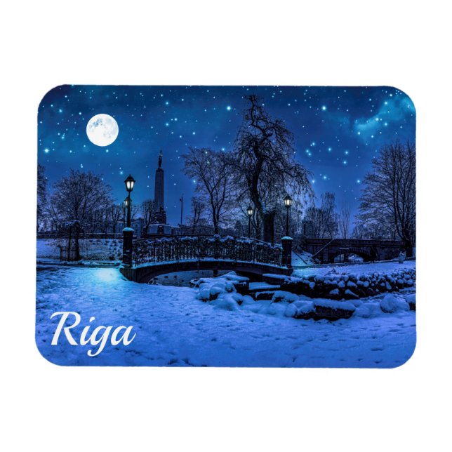 Magnet Flexible Magique nuit d'hiver avec ciel étoilé à Riga (Horizontal)