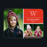 Magnet Flexible Magnat photo de famille Monogramme rouge<br><div class="desc">Toutes les photographies sont affichées. This product is only intended to be purchased once sample photographique replaced with your own images.</div>