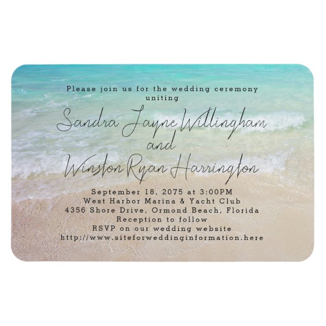 Magnet Flexible Magnetic Beach Background Wedding Invitation (Horizontal)