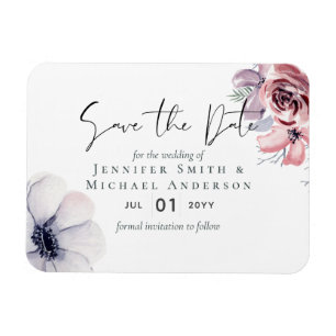 Magnet Flexible Magnetic Navy Blue Coral Floral Save the Dates