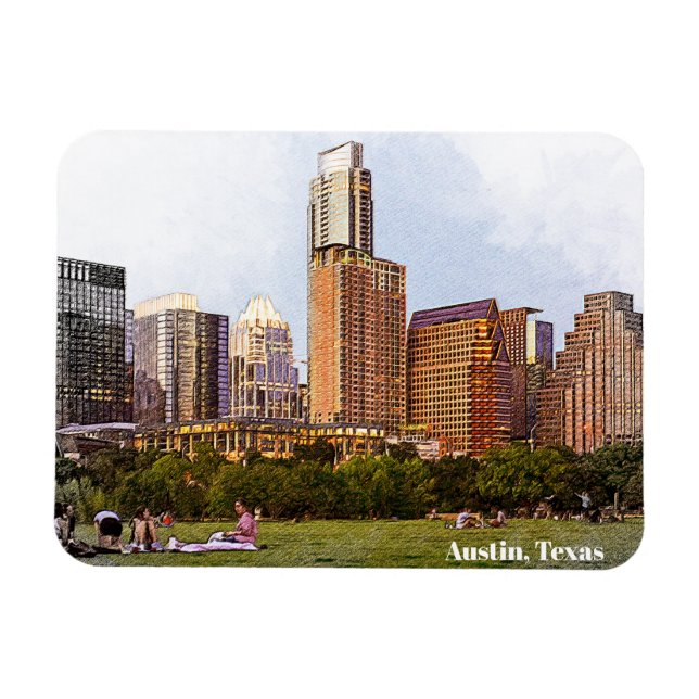 Magnet Flexible Magnifique Austin Texas Skyline Voyage  (Horizontal)