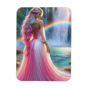 Magnet Flexible Magnifique femme rose pastel & arc-en-ciel