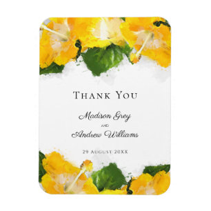 Magnet Flexible Magnifique fleur d'Hibiscus jaune Art Merci