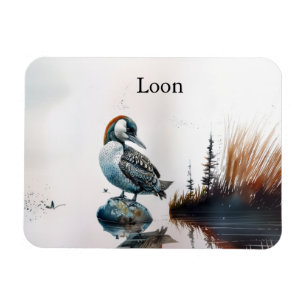 Magnet Flexible Magnifique huard sur un rocher aquarelle personnal