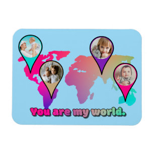 Magnet Flexible Magnifique Multicolor World Map Photo Collage