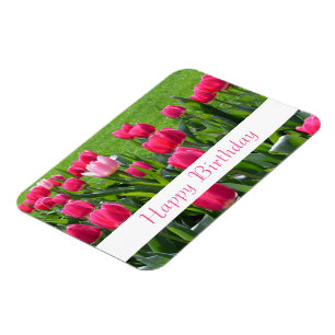 Magnet Flexible magnifique printemps rose tulipe fleurs heureux an