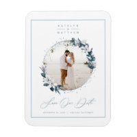 Magnolia & Dusty Blue Circle Photo Save The Date