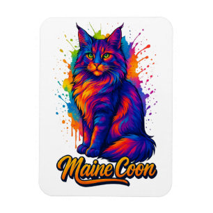 Magnet Flexible Maine Coon Pop Art Colorful Cat Illustration