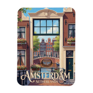 Magnet Flexible Maison de canal d'Amsterdam Pays-Bas Voyage