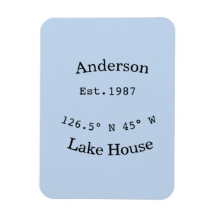 Magnet Flexible Maison de lac etc. Date année coordonnées personna