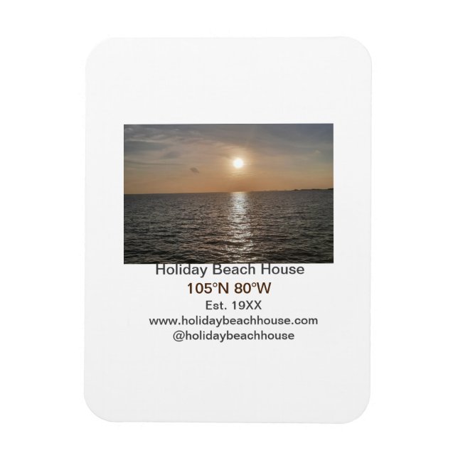 Magnet Flexible Maison de plage de vacances longitude latitude est (Vertical)