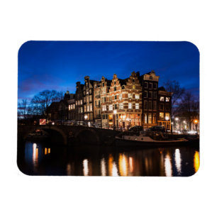 Magnet Flexible Maisons de canal d'Amsterdam la nuit