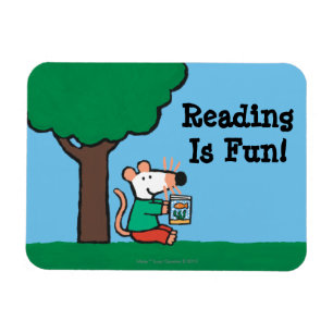 Magnet Flexible Maisy lit son livre de bibliothèque dehors