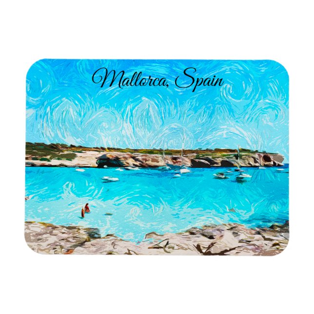 Magnet Flexible Majorque Espagne Île Baléare Aquarelle (Horizontal)