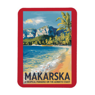 Magnet Flexible Makarska Croatie Voyage Art Vintage