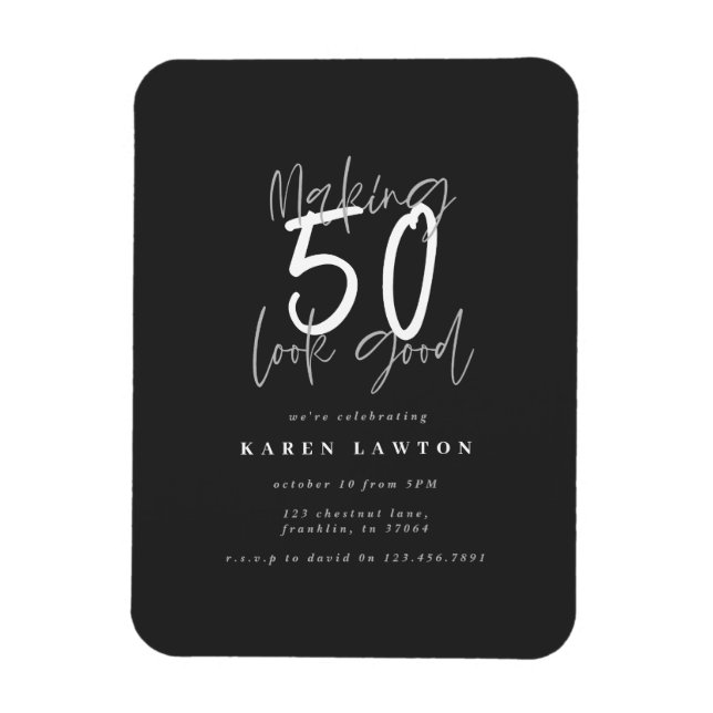 Magnet Flexible Making 50 Gook good black birthday invite (Vertical)