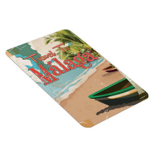 Magnet Flexible Málaga, Espagne Vacances Vintages