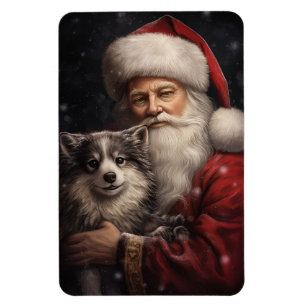 Magnet Flexible Malamute d'Alaska avec le Père Noël Noël