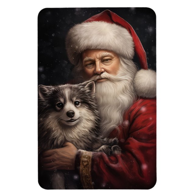 Magnet Flexible Malamute d'Alaska avec Noël du Père Noël (Vertical)
