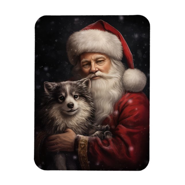 Magnet Flexible Malamute d'Alaska avec Noël du Père Noël (Vertical)