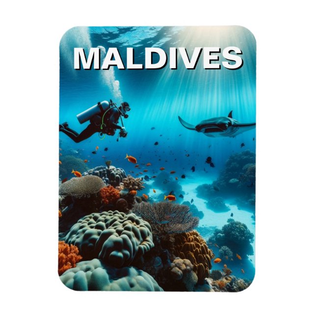 Magnet Flexible Maldives Plongée sous-marine Voyage (Vertical)