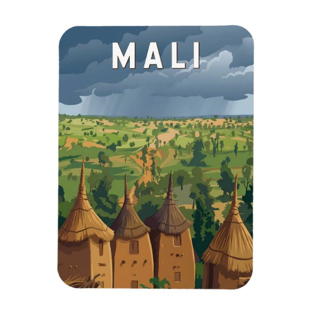 Magnet Flexible Mali Illustration Voyage Art Vintage (Vertical)