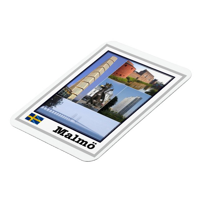 Magnet Flexible Malmö - Suède - Mosaïque - Aimant (Côté Gauche)