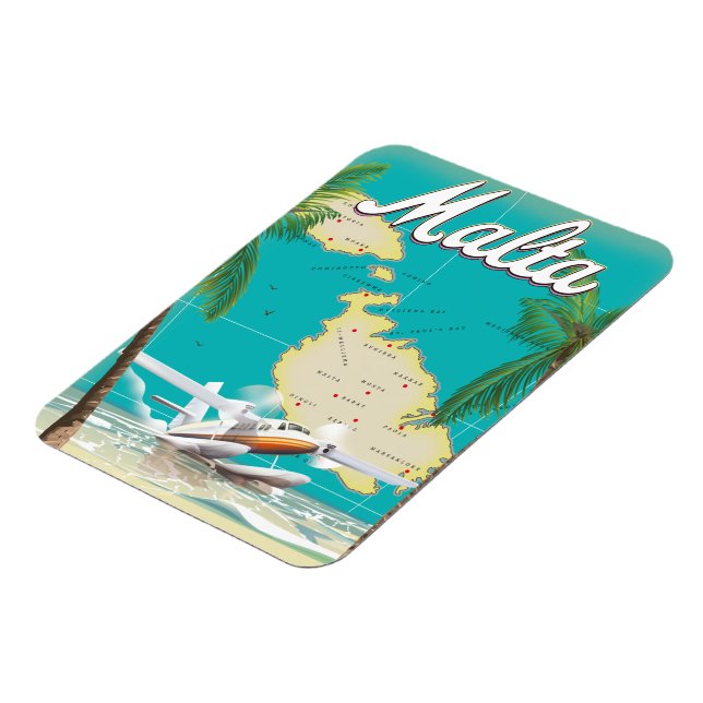 Magnet Flexible Malte plage et carte affiche voyage (Côté Gauche)