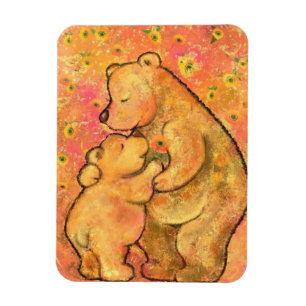 Magnet Flexible Maman et bébé ours - Ajouter votre photo / Texte /