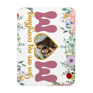 Magnet Flexible Maman et enfant adorent l'aquarelle fleurie Fête d