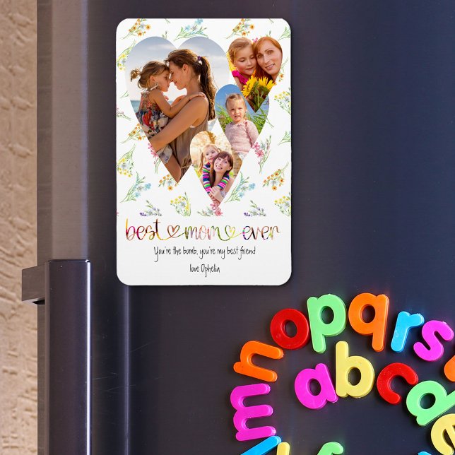 Magnet Flexible Maman Jolie Typographie Fleur sauvage Art 4 Heart  (Créateur téléchargé)