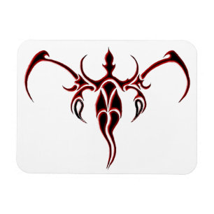 Magnet Flexible Mandala d'éléphant tribal orné noir et rouge