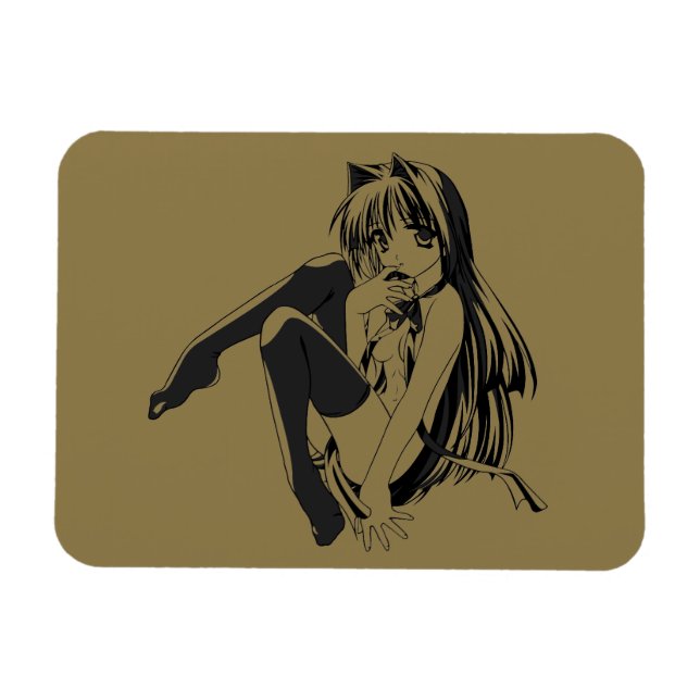 Magnet Flexible Manga, Chat fille aux oreilles de chat Furry Kawai (Horizontal)