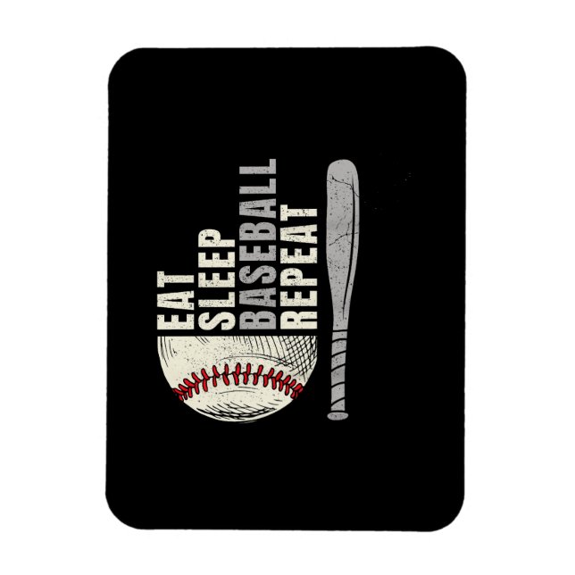 Magnet Flexible Manger Dormir Baseball Répéter Drôle Joueur de Bas (Vertical)