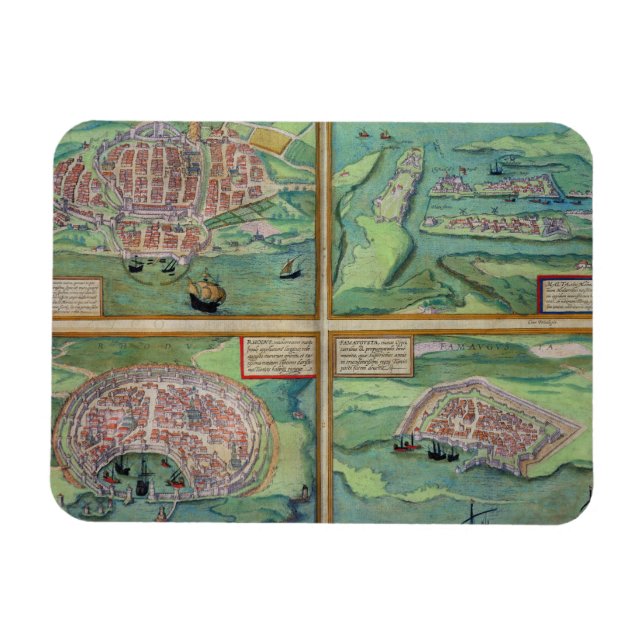 Magnet Flexible Map of Calais, Malte, Rhodes, et Famagusta, from (Horizontal)