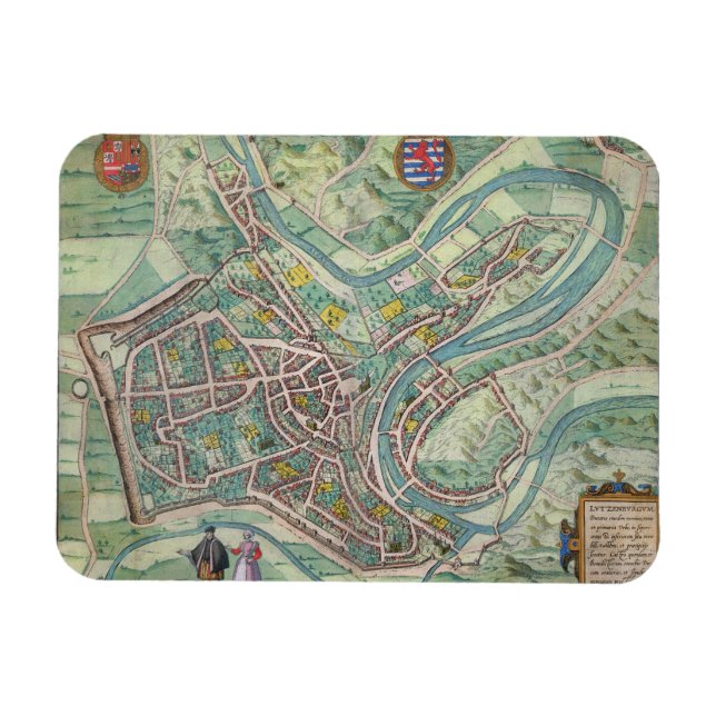 Magnet Flexible Map of Luxembourg, from 'Civitates Orbis Terrarum' (Horizontal)