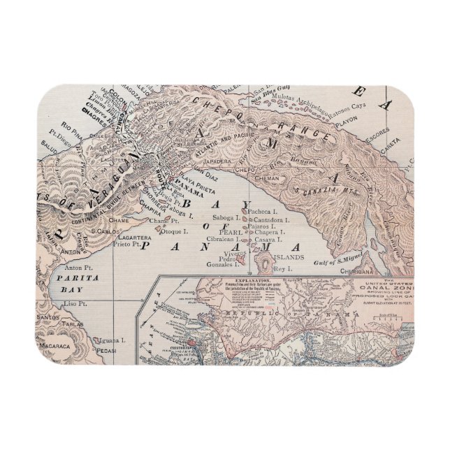 MAGNET FLEXIBLE MAP : PANAMA, 1907 (Horizontal)