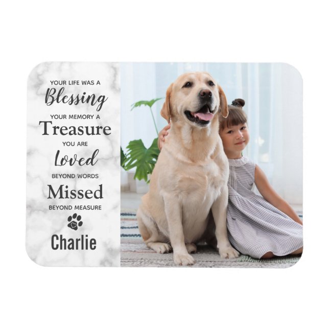 Magnet Flexible Marble Pet Dog Souvenir Photo (Horizontal)