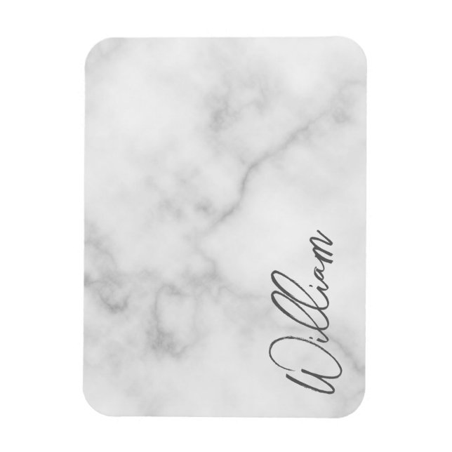 Magnet Flexible Marbre blanc Modern Script Nom personnalisé (Vertical)