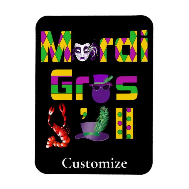 Magnet Flexible Mardi Gras Y'all Thunder_Cove (Vertical)