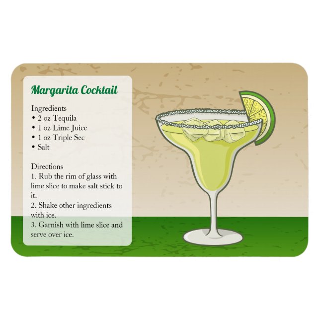 Magnet Flexible Margarita Cocktail Recette (Horizontal)