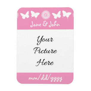 Magnet Flexible Marguerites et papillons dans l'aimant rose pétale
