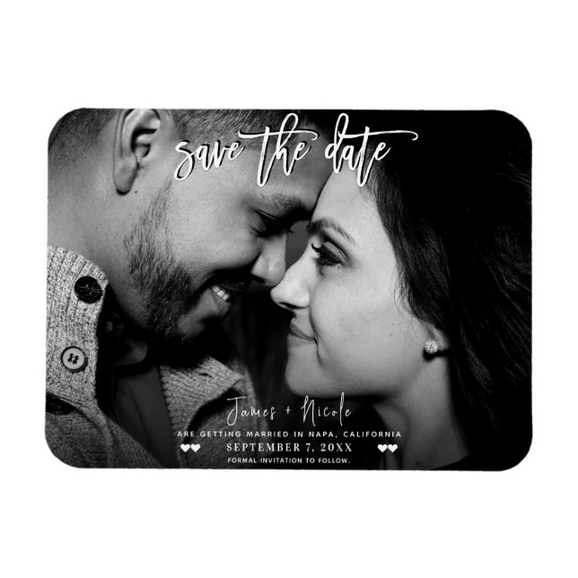 Magnet Flexible Mariage à la date de sauvegarde du script de photo (Horizontal)
