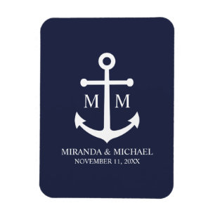 Magnet Flexible Mariage Ancre bleu marine