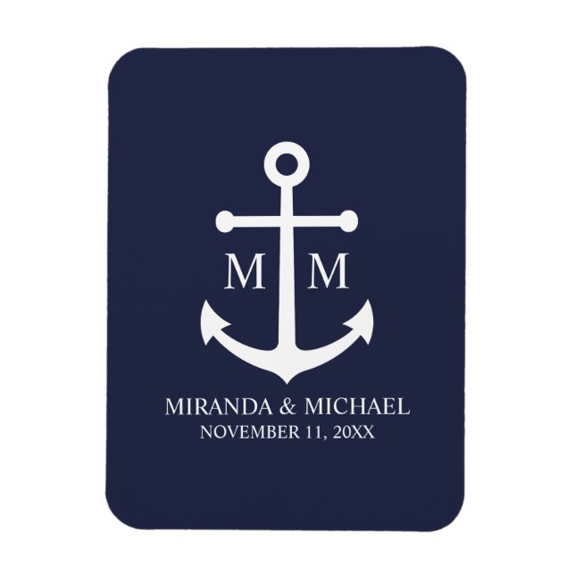 Magnet Flexible Mariage Ancre bleu marine (Vertical)