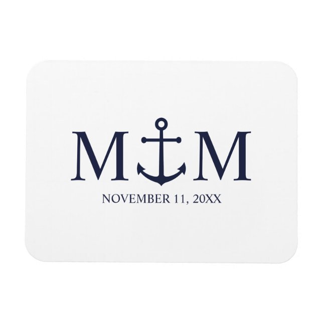 Magnet Flexible Mariage Ancre bleu marine (Horizontal)