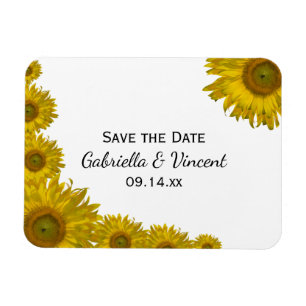 Magnet Flexible Mariage au bord du tournesol jaune Enregistrer la