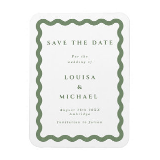 Magnet Flexible Mariage avec cadre Wavy vert et blanc Enregistrer 