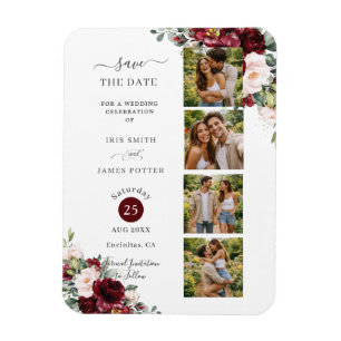 Magnet Flexible Mariage avec stand photo floral Burgundy Blush