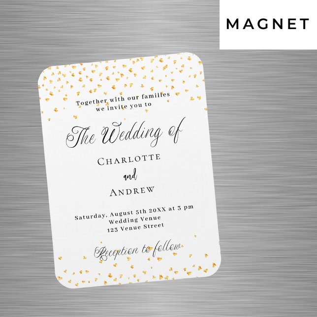 Magnet Flexible Mariage blanc or coeur luxe invitation (Créateur téléchargé)